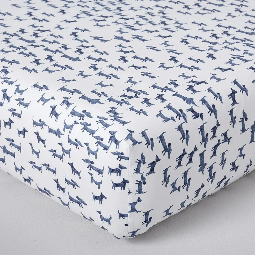 Pottery Barn Kids Watercolor Dog Organic Crib Fitted Sheet - Picture 5 of 5